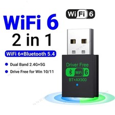 900Mbps USB WiFi Bluetooth 5.4 Adapter 2in1 Dongle Dual Band 2.4G 5GHz USB WiFi