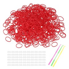 1800 Pcs Loom Rubber Bands Kit with 75 Pcs S-Clips 3-Hooks, Red