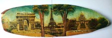 SOUVENIR TRANCHE DE BOIS BRUT PEINTE PARIS