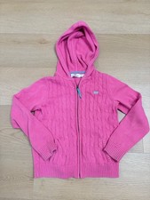 Vineyard Vines Girls Size S 7-8 Pink Cable Knit Full Zip Hoodie Sweater Whale