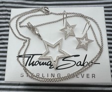 Thomas Sabo Kette & Carrier & großer Stern Charm & Stern Ohrringe Rarität 
