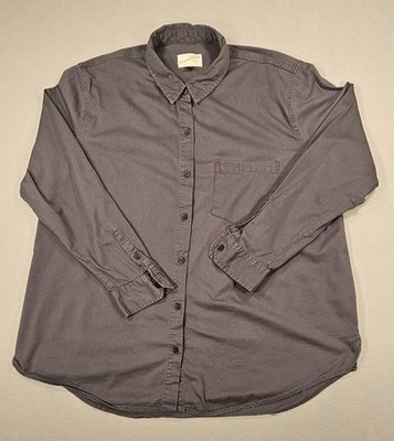 Universal Thread Womens Large Gray Cotton Blend Long Sleeve Button Down Shirt