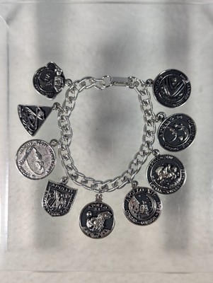 RARE Vintage NASA APOLLO MISSIONS Charm Bracelet Missions 7-15 - White Metal