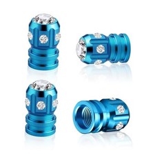 4 PCS Tire Valve Caps, Bling Valve Stem Caps with Sparkly Diamond Blue