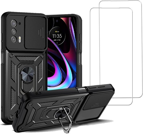 for Motorola Moto Edge 2021 5G UW Case with [2 Pack] Glass Screen Protector, for
