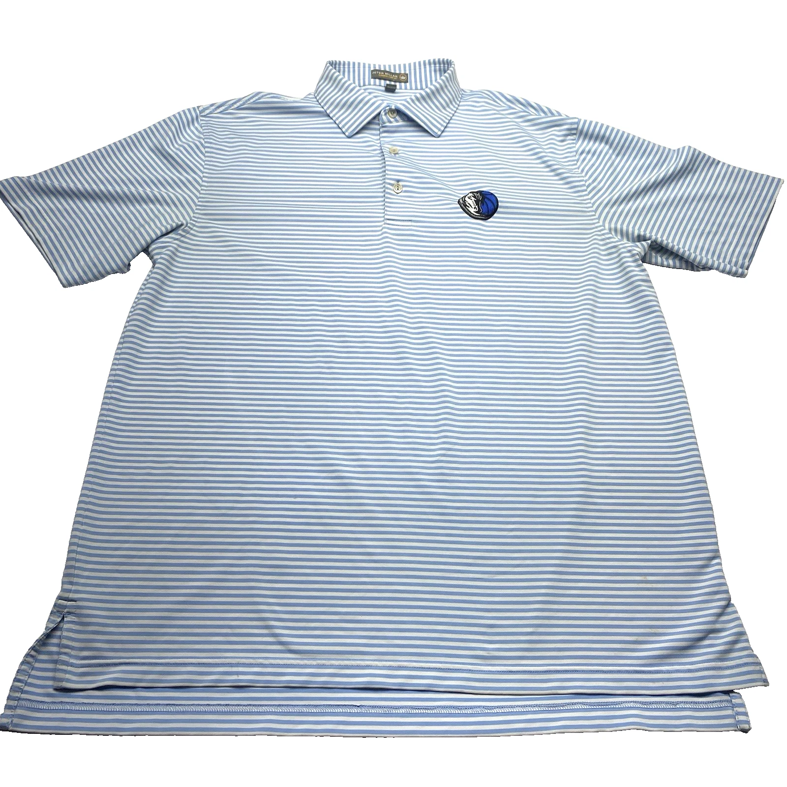 Peter Millar Summer Comfort Polo Shirt NBA Dallas Mavericks Blue Stripe Men's L