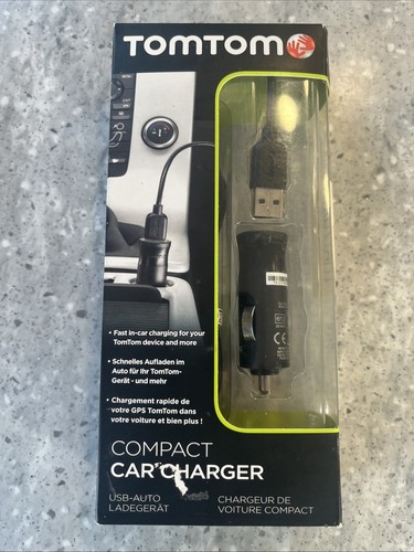 Genuine TomTom USB Compact Car Charger+Cable Input 12/24V Output 5V 1.2A SatNav