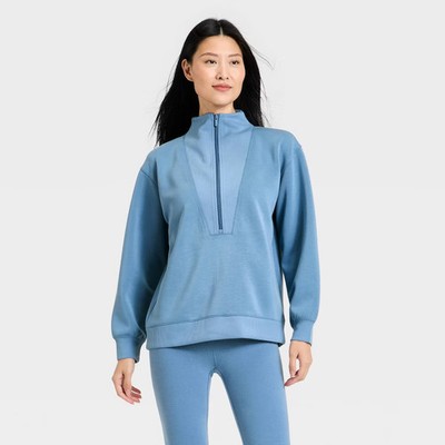 Women Airy Sleek Deep Zip Pullover Sweatshirt - All In Motion