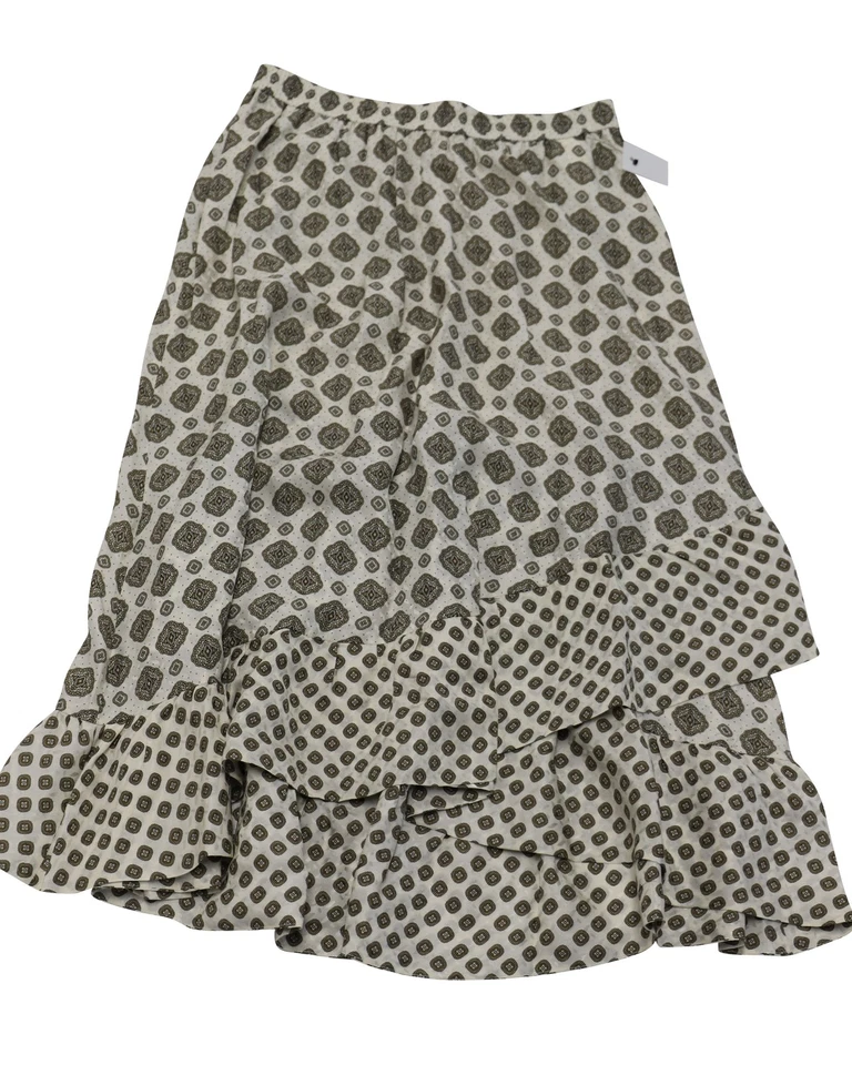 Falda midi Michael Kors asimétrica con volantes de jacquard en seda para mujer marfil M Foto 2 de 4