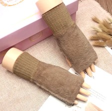Womens Plush Half Finger Gloves, Imitation Mi...