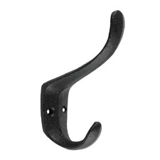 Matte Black Double Wall Hook Cast Iron Door Robe Key Towel Coat Hanger 4 inch