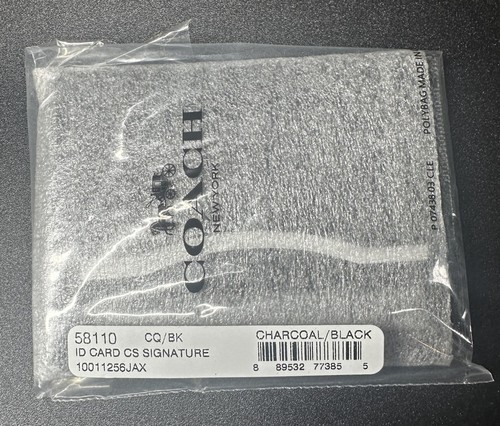 Coach F58110 Slim ID Card Holder Wallet Signature Canvas Charcoal/Black NWT - Picture 9 of 9