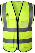HI VIS VIZ VEST HIGH VISIBILITY WORK WAISTCOAT WITH PHONE & ID POCKETS YELLOW