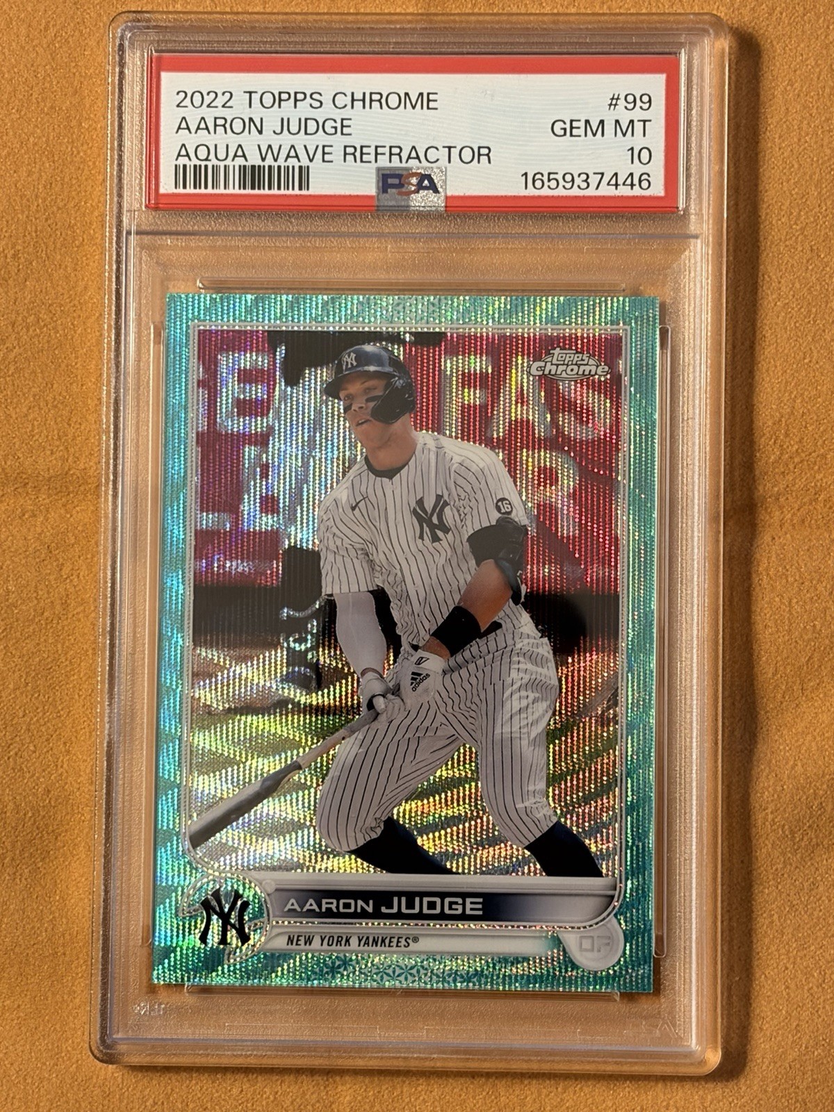 2022 Topps Chrome #99 Aaron Judge Aqua Wave Refractor /199 PSA 10