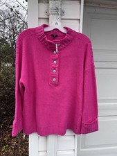 NWT Talbots Gorgeous Raspberry Faux Jeweled Big Buttons Long Sleeve Sweater 2X