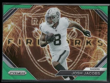 2023 Panini Prizm #F-17 Josh Jacobs Fireworks Prizms Green