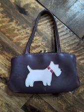 Vintage Purple Scottie Dog Kiss Lock Coin Purse Mini Handbag Faux Leather