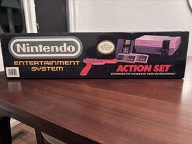 Nintendo NES Action Set Complete in Box CIB w/ Zapper DuckHuntMarioManualsPoster