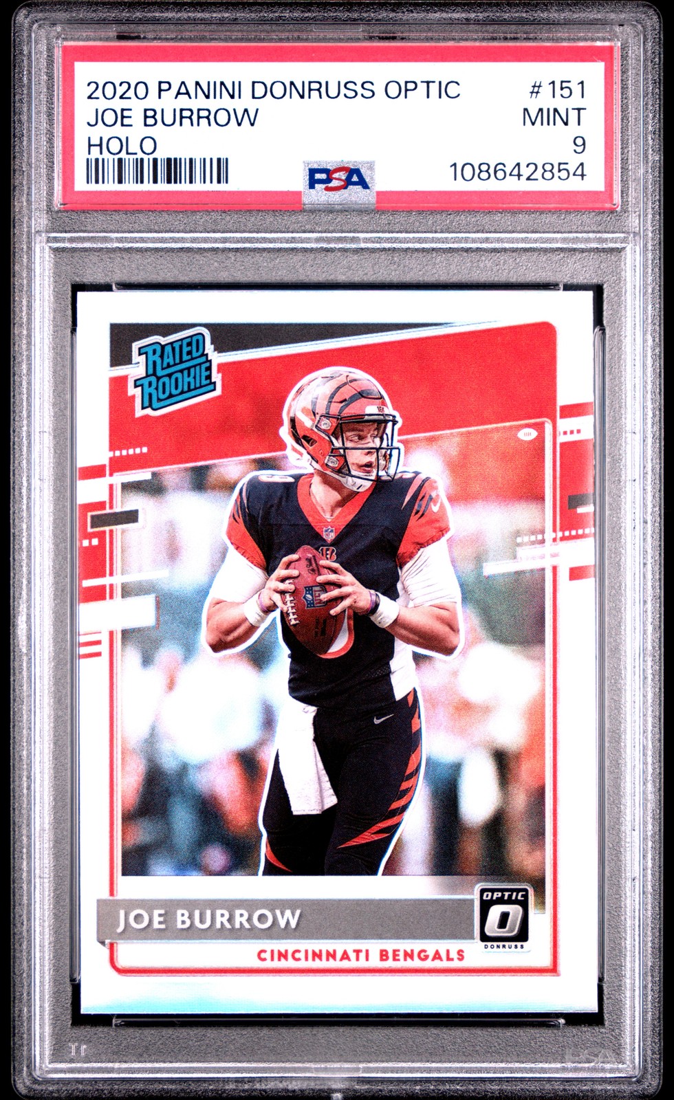 2020 PANINI DONRUSS OPTIC HOLO #151 JOE BURROW ROOKIE RC PSA 9