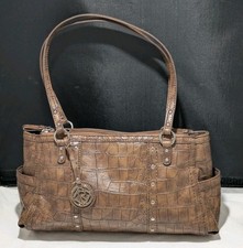 Relic by Fossil Faux Crocodile Shoulder Bag Purse Brown Reptile Y2K Hardware