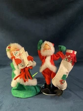 Lot of 2 Vintage Annalee Dolls 8" Mr. and Mrs. Santa