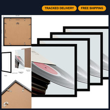 Vinyl Record Frame Set of 4, 12.5x12.5 Inch, Black Display for Wall Art