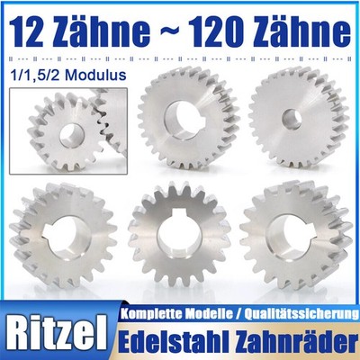 1/1,5/2 Modulus Edelstahl Zahnrad, Zylinder Ritzel 12-120 Zähne Bohrung 6mm-25mm