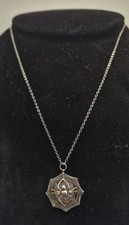 Vintage 925 Sterling Silver Spider Web Necklace Gothic Spider Pendant Jewellery