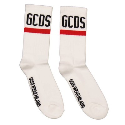 GCDS White Logo Socks, Brand Size 1 (Small)