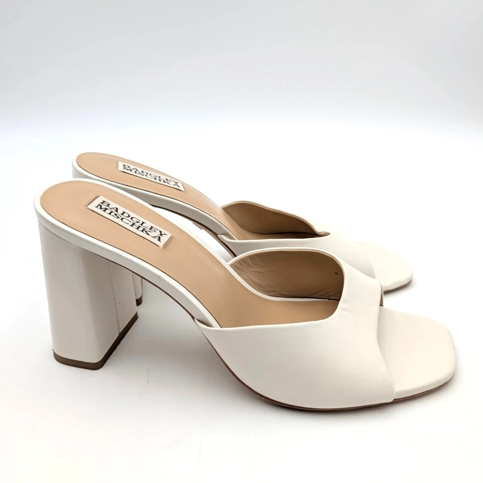 Sandalia Badgley Mischka Cadence Tacón Deslizable Para Mujer Blanco Suave Talla US8.5 EU39 Foto 3 de 4