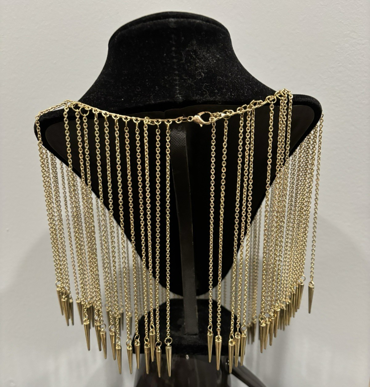 HEAVY Gold Tone Statement Multichain Waterfall Bi… - image 7