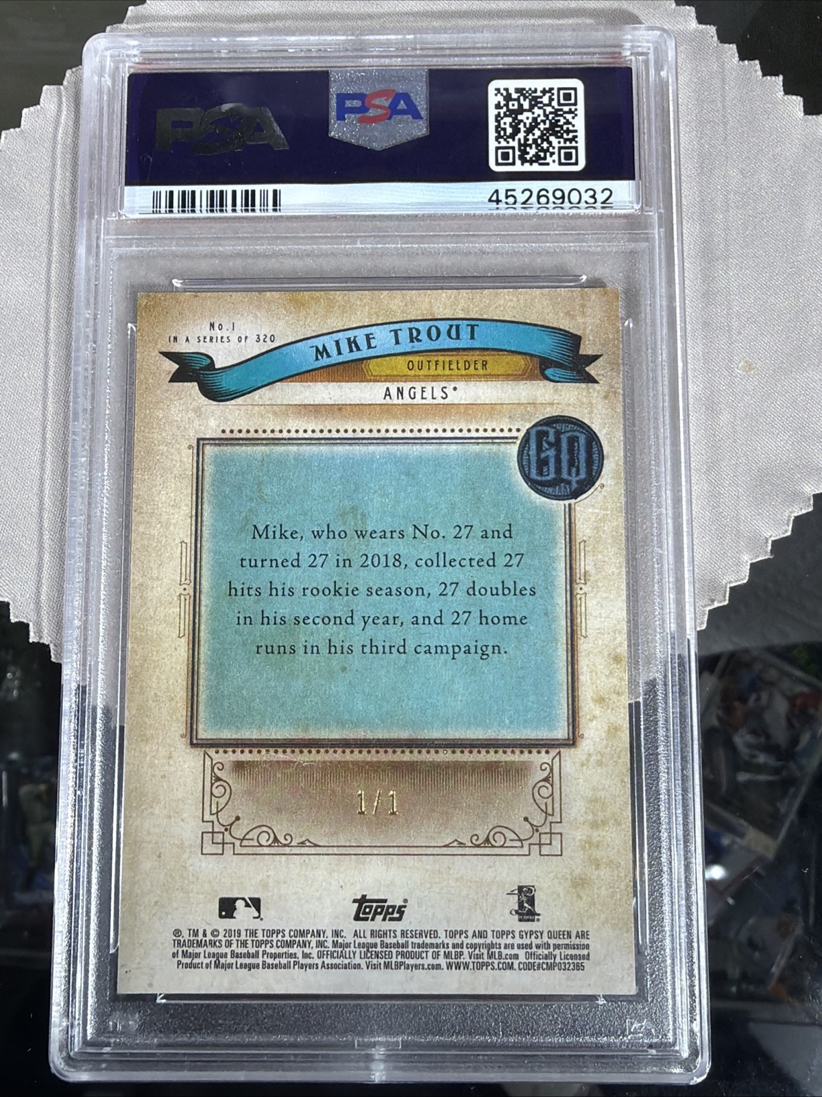 2019 Topps Gypsy Queen Mike Trout #1 Chrome Superfractor 1/1 Angels view 3
