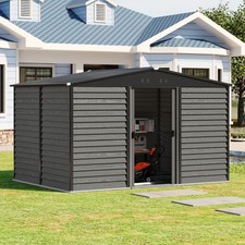 12x8FT Metal Garden Shed ApexRoof With Free Foundation Base Tool Storage House U