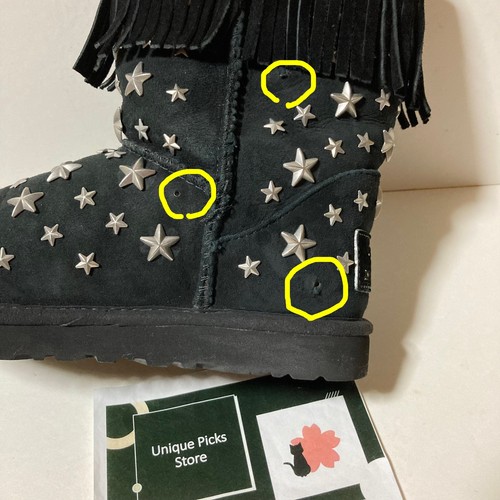 Stivali UGG × Jimmy Choo scamosciati borchiati a stelle neri US6 EU37 UK4,5 - Foto 8 di 8