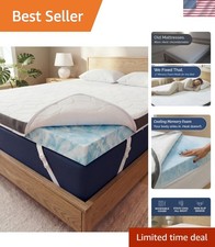 Memory Foam Mattress Topper with Cooling Cover - 3 Inch Cooling Gel Mattress ...