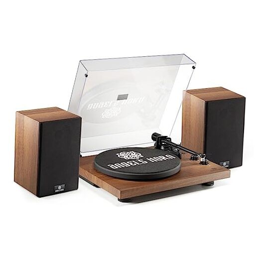 Bluetooth Vinyl Record Player Hi-Fi Stereo Wood Turntable-image