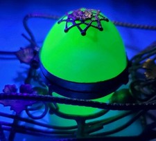 Antique French Palais Royal Green Opaline Glass Egg Thimble Holder Brass Ex Cond