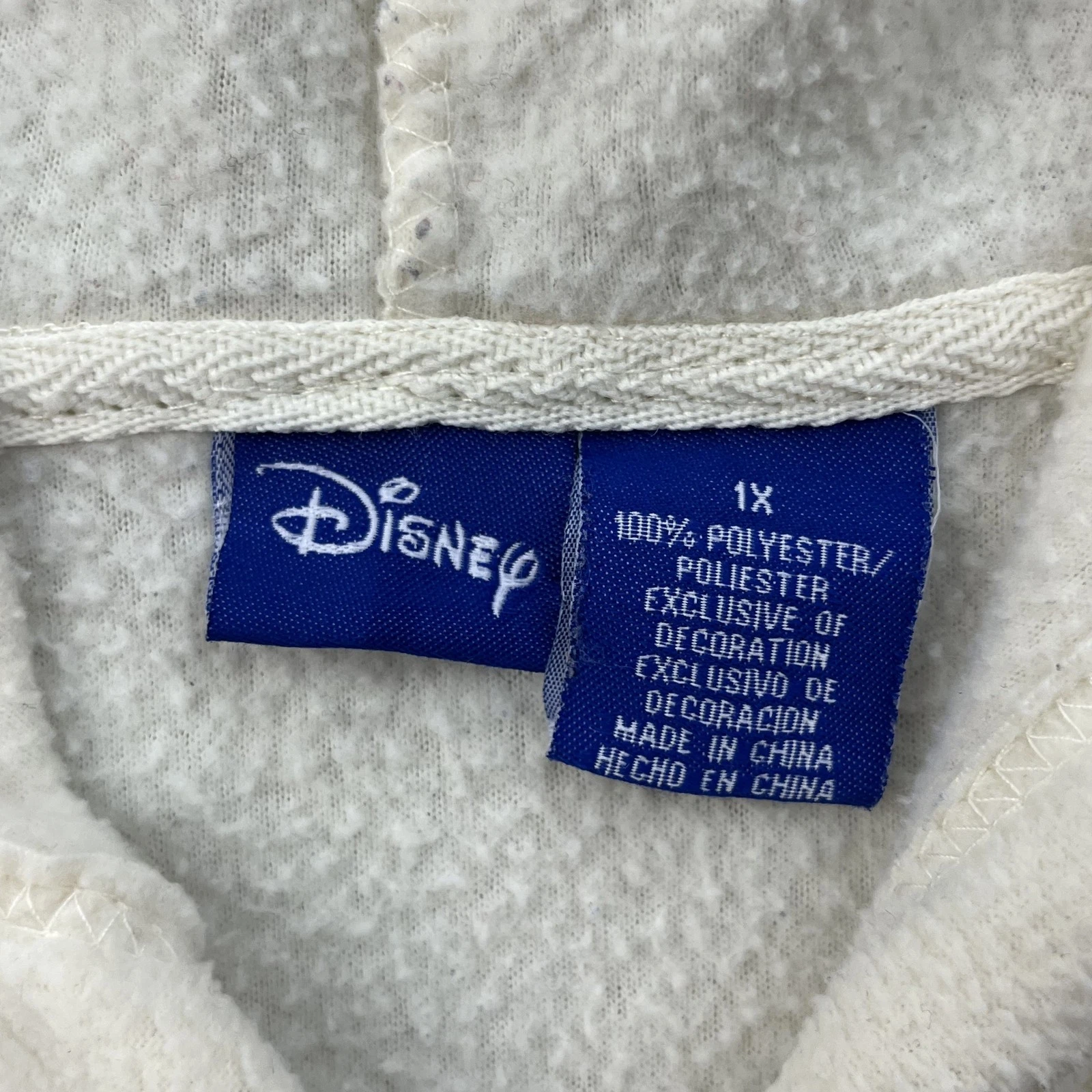 OFF WHITE Felpa con cappuccio vintage Disney Winnie The Pooh donna 1x pile panna zip intera