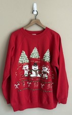 Vintage Christmas Sweatshirt Holiday Teddy Bear Size Large XL Pullover