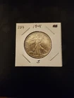 1941-S Walking Liberty Half Dollar In About Uncirculated Condition, Toning Rev