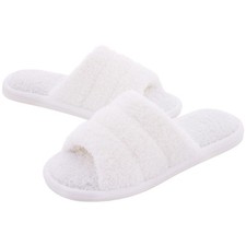 shevalues Open Toe Slippers for Women Memory Foam Slip On House Slippers, Whi...