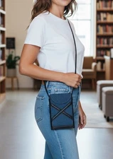 Alexander McQueen Micro Crossbody Denim And Leather Phone Bag ($512)