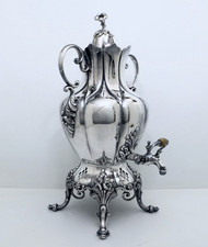 1880 REED & BARTON AESTHETIC MORNING GLORY LG. COFFEE TEA URN SAMOVAR 95 FLOZ.