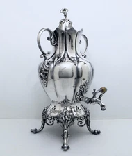 1880 REED & BARTON AESTHETIC MORNING GLORY LG. COFFEE TEA URN SAMOVAR 95 FLOZ.