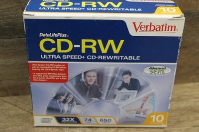 New sealed Verbatim 32x CD-RW Media  650MB - 74 min- 10 Pack Slim Case