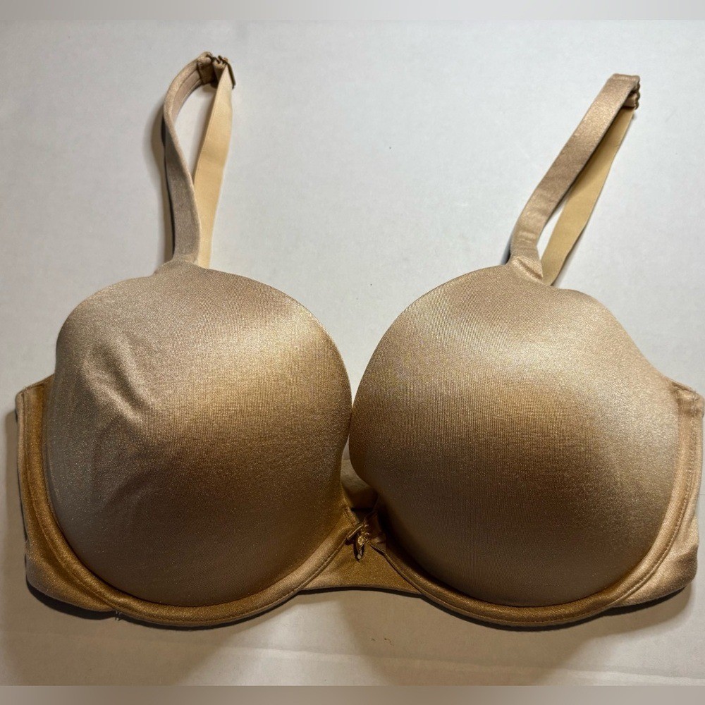 Cacique Beige Intuition Lightly Lined Uplift Plunge Bra 36DDD.