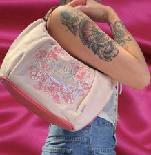 Juicy Couture Pink Floral Embroidered Zip Sho...