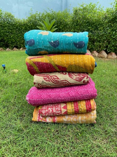 Lot Of 10PC Indian Handmade Kantha Quilt Vintage Kantha Throw Ralli Bedspreads - Picture 3 of 5