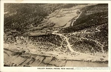 RPPC Pecos,NM Aerial View of Valley Ranch 1940 San Miguel County Sky Trails Inc.