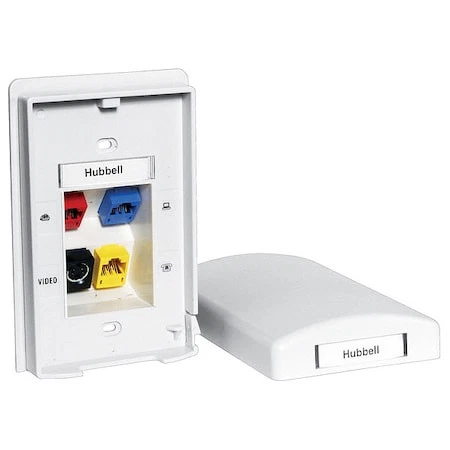 Hubbell Premise Wiring Tpf1w Plate,4 Ports,White